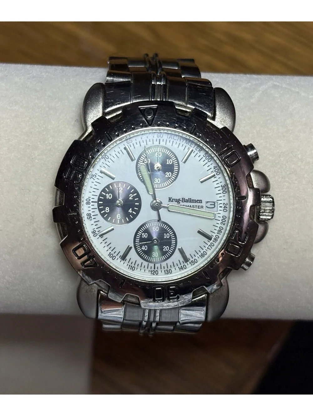 Krug-Baumen Sportsmaster Chronograph Men's Watch Date Tachymeter 7186G WR 3ATM